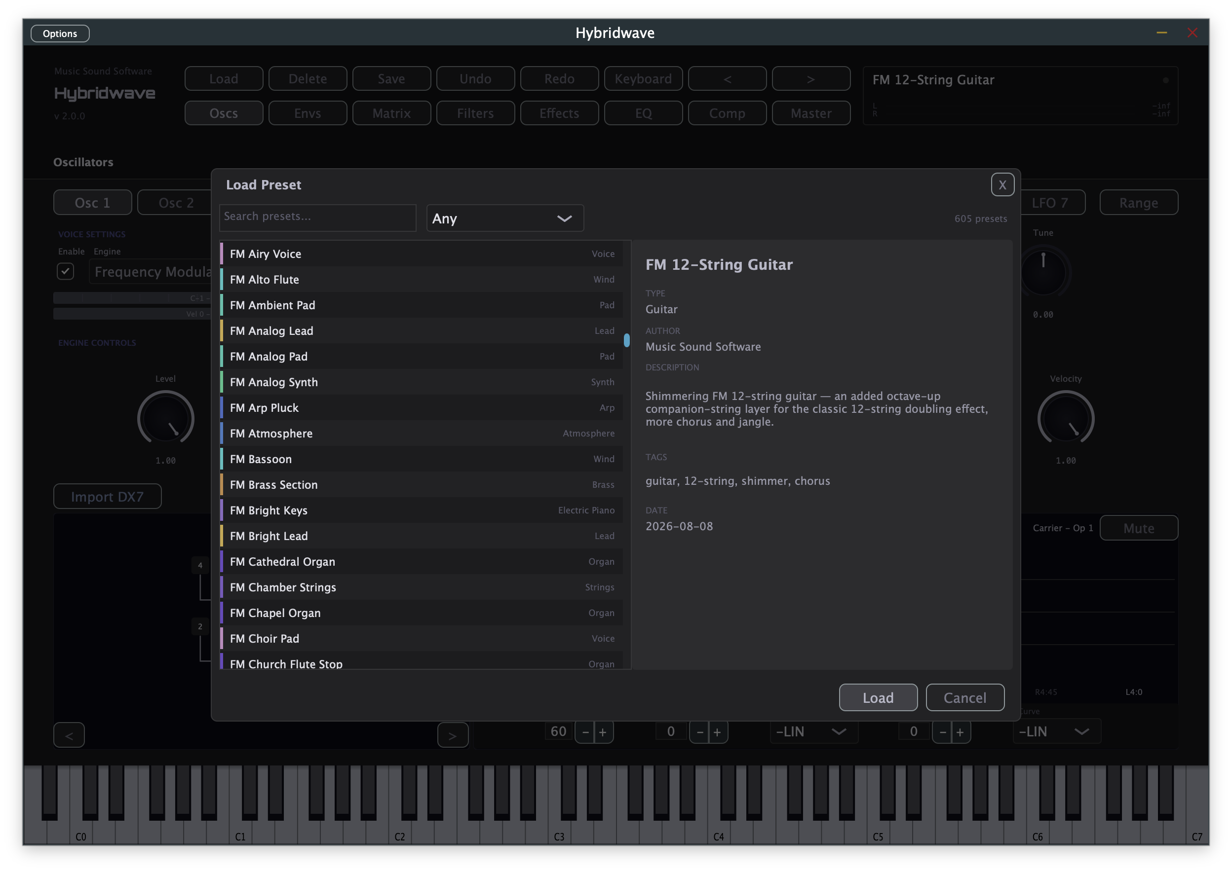 Hybridwave Load Preset browser